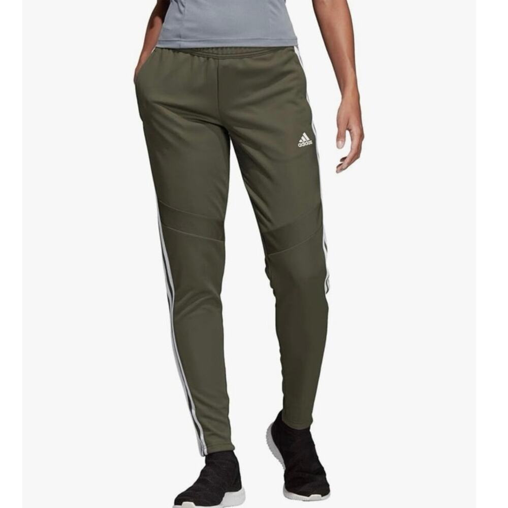adidas Womens XS Tiro 19 Training Pants Joggers olive green white stripes